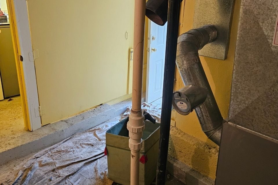Sump pump installed in a basement